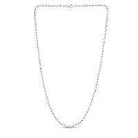 925 Sterling Silver 3mm Celestial Moon cut Bead Chain Necklace With Lobster Clasp Rhodium Finish Jewelry for Women - Length Options: 16 18 20 24