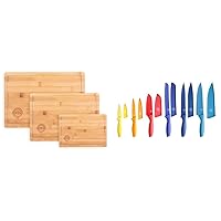 MasterChef Bamboo Cutting Board Set + Knife Set with Covers (6 Pieces)