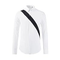 通用 Four Seasons Men's Shirt Ribbon Splicing Craft Business Slim Men's Long Sleeve Shirt