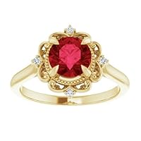 2 CT Vintage Ruby Engagement Ring 18k Rose Gold, Victorian Red Ruby Diamond Ring, Sculptured Ruby Ring, Antique Ruby Ring, July Birthstone Rings
