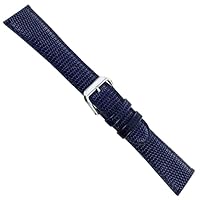 20mm deBeer Lizard Grain Blue Padded Stitched Handcrafted Watch Band Regular