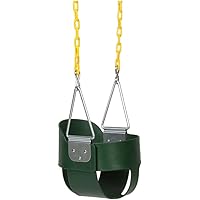 Eastern Jungle Gym Heavy-Duty High Back Full Bucket Toddler Swing Seat | Coated Swing Chains Fully Assembled | Green Swing Set Accessory
