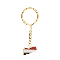 Stainless Steel Yemen Map Flag Keychain Silver Color Gold Color Yemeni Jewelry