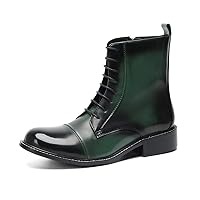 Mens Cowboy Boots Casual Dress Party Western Patent Leather Chelsea Boots Motorcycle Boots for Men