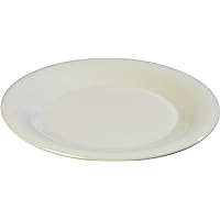 Carlisle FoodService Products Sierrus Reusable Plastic Plate with Wide Rim for Buffets, Restaurants, and Homes, Melamine, 9 Inches, Bone, (Pack of 24)