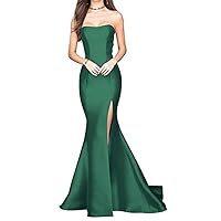 Women's Mermaid High Slit Backless Long Prom Gowns