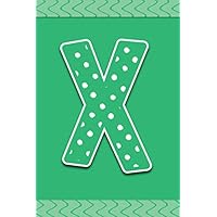 X: Personalized Monogram Initial Letter X Gratitude Journal, Green With White Polka Dot Notebook, Daily Positive Mood & Thought Reflections Notebook For Women, Girls