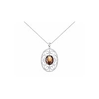 Rylos Designer Halo Necklace: Gemstone & Diamond Pendant, 18
