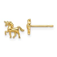 14 kt Yellow Gold Button Madi K Unicorn Post Earrings 6 mm x 9 mm