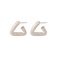 Enamel & Silvertone Stacked Tubes Huggie Earrings