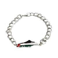 Palestine handmade Silver Metal Flag with silver chain Bracelet Fashion