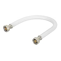 Eastman 16 Inch x 1/2 Inch FIP Flexible Faucet Connector, PVC Supply Hose Line with Nickel-Plated Brass Nuts, White, 48901
