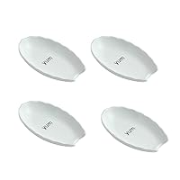 Ceramic Spoon Rest for Kitchen Counter, Heat-Resistant, Dishwasher Safe, Spoon Holder for Stove Top, Utensil Rest for Ladle/Tong/ Coffee Spoon & More, Set of 4 (White)