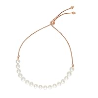 14k Rose Gold 5mm Pearl Friendship Bracelet 9.25 Inch Jewelry Gifts for Women