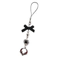 Elegant Phone Charm Gothic Heart Keychain Pendant Fashionable Phone Lanyard Alloy Acrylic Material For Party Daily Wear Versa