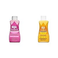 Rit DyeMore Liquid Dye Super Pink 7-Ounce and Daffodil Yellow 7 Fl Oz Synthetic Fabric Dye Bundle