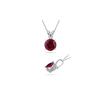 0.30 Cts of 4 mm AAA Round Ruby Scroll Solitaire Pendant in Platinum
