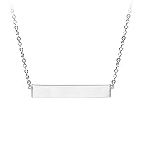 Tuscany Silver Women's Sterling Silver 32 x 5 mm Engravable Horizontal Bar Necklace