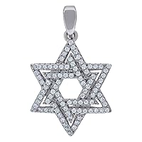 925 Sterling Silver Mens CZ Cubic Zirconia Simulated Diamond Religious Judaica Star of David Symbol Religious Charm Pendant Necklace Measures 26.8 Jewelry for Men