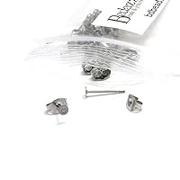 20 Hypo-Allergenic 304 Grade Stainless Surgical Steel Flat Pad Setting Earring Findings with Backs (3mm Pad)