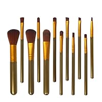 Makeup Brushes 12 Pieces Of Earthy Gold Concealer Foundation Eye Shadow Set Brush Journey Portable Injection Handle Full Set Of Beginner Professional Beauty Tools