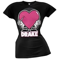 Old Glory Drake - Womens Pucture Heart Juniors T-Shirt X-Large Black