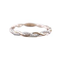 PULABO Twist Ring Diamond Full Eternity Wedding Ring Rose Gold Twist Ring,Size 6 Creative and Exquisite Popular