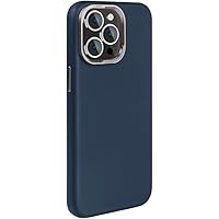 ONNAT- Leather Case for iPhone 15 Pro Max/15 Pro/15, Slim Shockproof Case with Lens Protection Compatible Wireless Charging Cover (Blue,15)