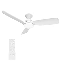 Consciot Ceiling Fan, Ceiling Fan With Lights Remote Control, 44 Inch White Low Profile Modern Ceiling Fan, Flush Mount, Reversible Quiet DC Motor, 6 Speed, Dimmable, For Indoor and Covered Outdoor