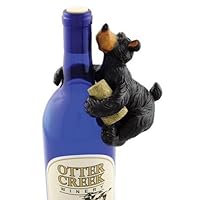 Bear with Cork Wine Bottle Hanger Decorative Accent Figure , Lodge Decor, 6-inch