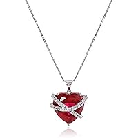 Heart Cut Red Ruby & Cubic Zirconia 18