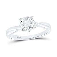The Diamond Deal 14kt White Gold Round Diamond Solitaire Bridal Wedding Engagement Ring 1 Cttw