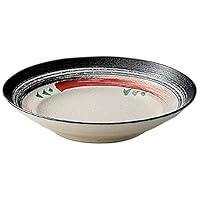 Set of 10 Noodle Plates/Pasta Dish, Black and Red Painting Brush Three Wheel 7.5 Cold Noodle Plate, 8.9 x 2.0 inches (22.5 x 5.2 cm), Japanese Tableware, Sake Cup, Restaurant, Inn, Commercial Use