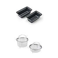 Instant Pot Official Mini Loaf Pans, Set of 2, Compatible with 6-Quart and 8-Quart Cookers, Gray & Instant Pot Official Mesh Steamer Basket, Set of 2, Stainless Steel