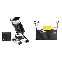 Munchkin® Sparrow™ Ultra Compact Lightweight Travel Stroller for Babies & Toddlers and Stroller Organizer Bag, Black