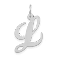 14k Gold Medium Fancy Script Letter Name Personalized Monogram Initial Char Charm Pendant Necklace Jewelry for Women in White Gold Choice of Initials and Variety of Options