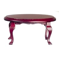 Melody Jane Dolls Houses House Mahogany Oval Queen Anne Coffee Table Miniature Lounge Furniture