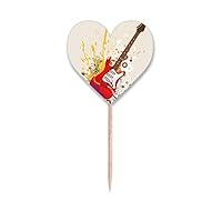 Electric Guitar Jazz Music Culture Toothpick Flags Heart Lable Cupcake Picks