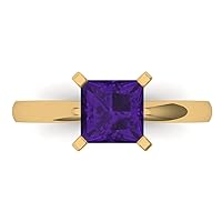 Clara Pucci 1.4ct Princess Cut Solitaire Natural Amethyst Engagement Wedding Bridal Promise Anniversary Ring 14k Yellow Gold for Women