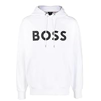 BOSS Men's Sullivan 16 White Hoodie Swaetshirt (US, Alpha, Large, Regular, Regular, White)