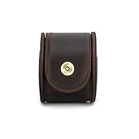 Handcrafted Vintage Horsehide Single Watch Case - Cylinder Design with Magnetic Clasp, Ideal Travel Storage for Timepieces