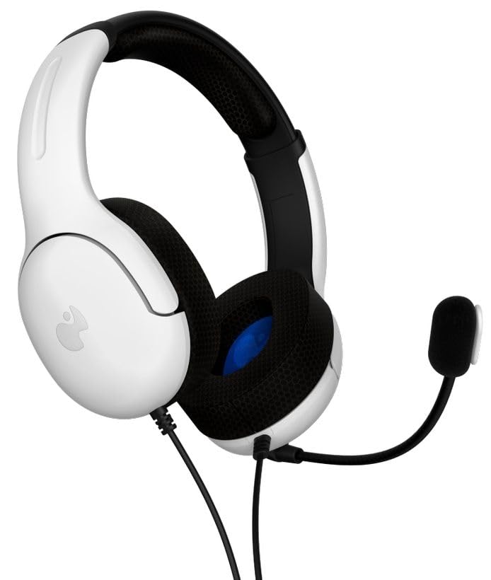 PDP AIRLITE Wired Stereo Gaming Playstation Headset with Noise Cancelling Boom Microphone: PS5/PS4 (Frost White)