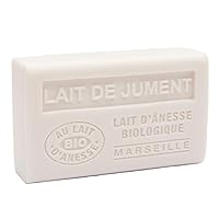 Label Provence Savon de Marseille - French Soap Made With Fresh Organic Donkey Milk - Mare's Milk Fragrance - 125 Gram Bar
