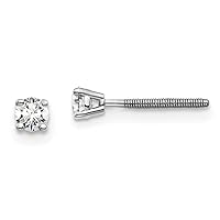 14k White Gold 1/5 Carat Total Weight Round SI1 SI2 G H I Lab Grown Diamond Screw Back 4 Prong Stud Post Earrings Jewelry for Women