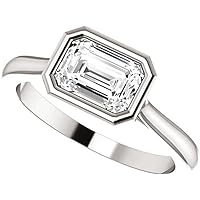 Moissanite Ring Handmade Engagement Ring 3 CT Emerald Cut, VVS1 Clarity Colorless, 925 Sterling Silver With 925 Stamp, Wedding Bridal Ring, Promise Rings, Jewelry Gift for Love
