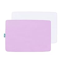 Pack and Play Sheets Fitted, 2 Pack Portable Playard Sheets, Ultra Soft Microfiber Pack and Play Sheets | Mini Crib Sheet, White & Lavender, Preshrunk