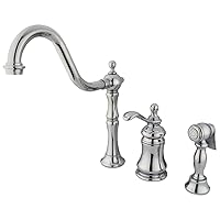 Kingston Brass KS7801TPLBS Templeton Widespread Kitchen Faucet with Brass Sprayer, Polished Chrome