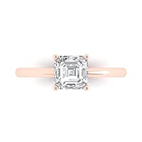 Clara Pucci Yellow/Rose/White 14k Solid Gold Solitaire anniversary Engagement Promise Bridal Ring - 1Ct Asscher Cut Simulated Diamond
