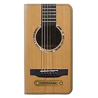 RW0057 Acoustic Guitar PU Leather Flip Case Cover for iPhone 11 Pro with Personalized Your Name on Leather Tag