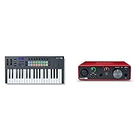 Novation FLkey 37 MIDI Controller Keyboard - Seamless Integration into FL Studio with Chord and Scale Mode & Focusrite Scarlett Solo 3rd Gen USB Audio Interface Bundle for Guitarists